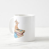 猫、本、コーヒーかわいい コーヒーマグカップ (正面左)