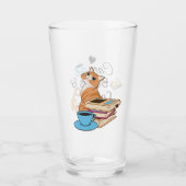 猫、本、コーヒーかわいい タンブラーグラス (正面)