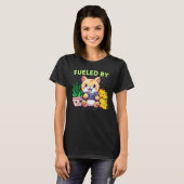 猫+植物+タコスで動くゲーミング・ユーモア Tシャツ (正面フル)