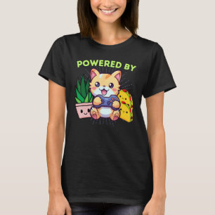 猫+植物+タコスで動く面白いゲーム Tシャツ