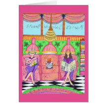 猫、母および祖母が付いている美容院カード