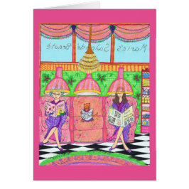 猫、母および祖母が付いている美容院カード