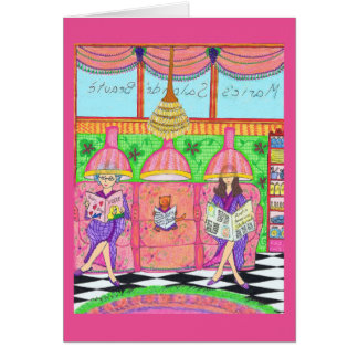 猫、母および祖母が付いている美容院カード