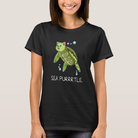 猫+海+パープル+猫+カメ+子猫+プレゼント Tシャツ (正面)