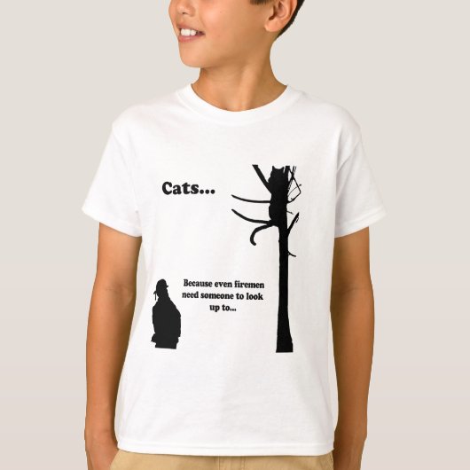 猫・・・消防士でさえも Tシャツ (正面)
