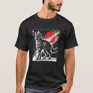 猫。涼しい墨絵アニマルサンセット Tシャツ