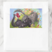 猫、深紅色、バラシール 長方形シール (バッグ)