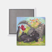 猫・深紅色・バラ/マグネット マグネット (正面/裏面)