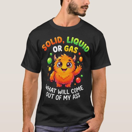 猫+物理学+科学+固体+液体+気体 Tシャツ (正面)