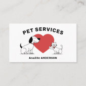 猫・犬・ハート- Pet Services 名刺 (正面)
