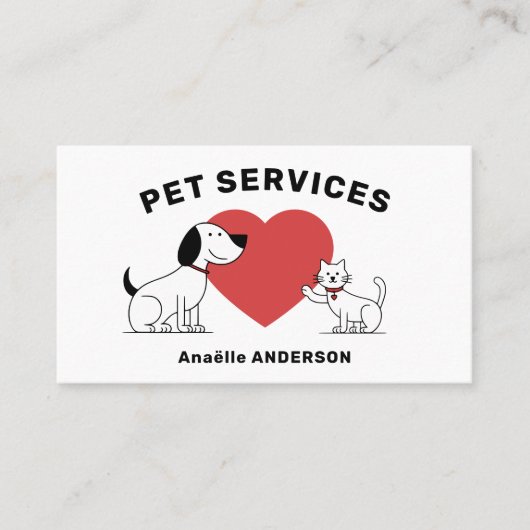 猫・犬・ハート- Pet Services 名刺 (正面)