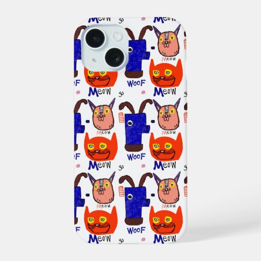 猫+犬 フォンケース iPhone 15ケース (裏面)
