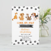 猫 犬 ペットの誕生日招待状 招待状 (スタンド正面)