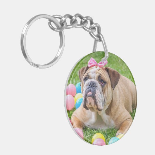 猫、犬、ペットフォトキーチパーソナライズされたェイン キーホルダー (正面左)