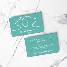 猫 犬 ライン ロゴ ペットシッター 緑 名刺