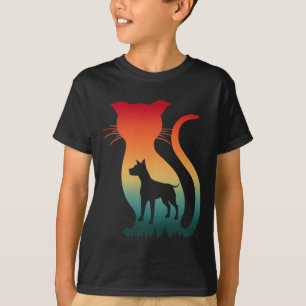 猫+犬+動物愛好者ギフト Tシャツ