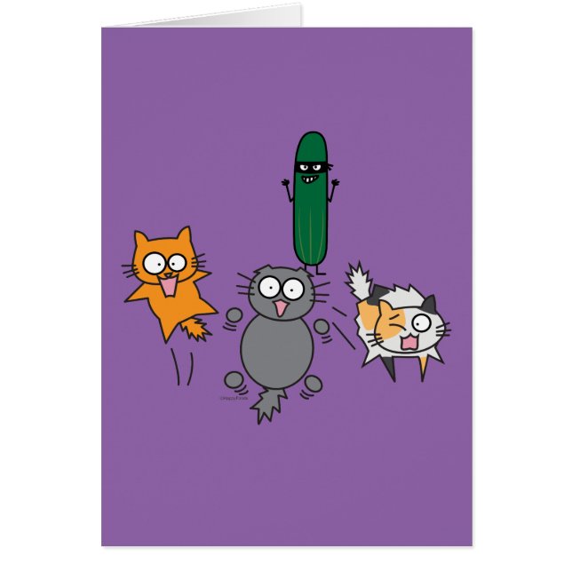 猫-猫--を対きゅうりの恐怖おびえさせるきゅうり (正面)