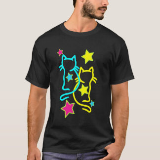 猫、猫、子供、子供、レトロな子猫のビンテージ Tシャツ