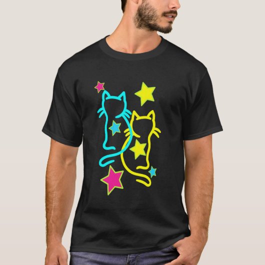 猫、猫、子供、子供、レトロな子猫のビンテージ Tシャツ (正面)