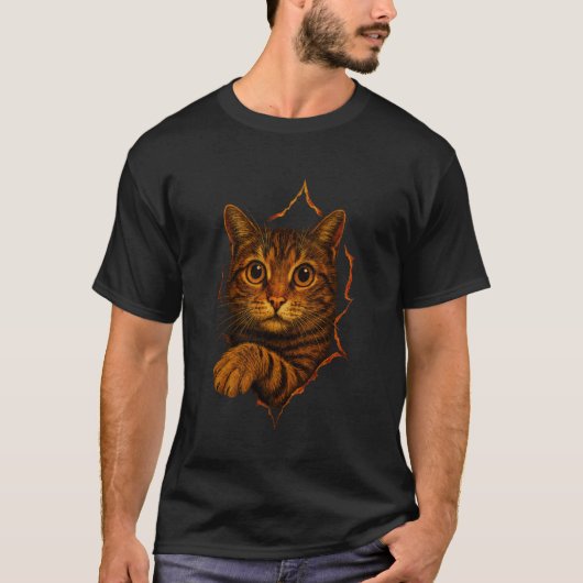 猫, 猫Tシャツ, 猫裂けた服, 子猫 Tシャツ (正面)