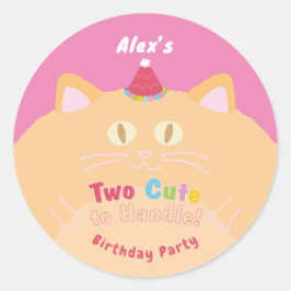 猫「甘えん坊すぎる」誕生日パーティーピンク ラウンドシール