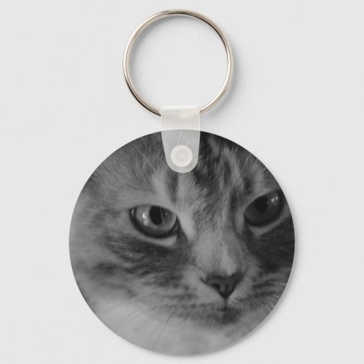 猫(白黒) キーホルダー (正面)