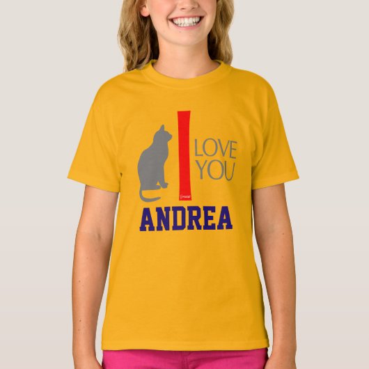 猫 + 私はVIMAGOによって"あなたの一流の"カスタム愛します Tシャツ (正面)