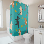 猫、紅葉、かわいいパターン シャワーカーテン (インサイチュ)