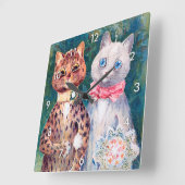 猫、結婚結婚、花嫁、ルイ·ウェイン スクエア壁時計 (傾斜)