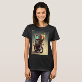 猫 自転車 蝶 Tシャツ (正面フル)