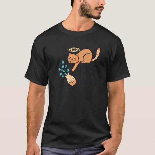 猫 花瓶 3 Tシャツ (正面)