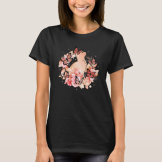 猫 花 ちょうちょ 猫 Tシャツ