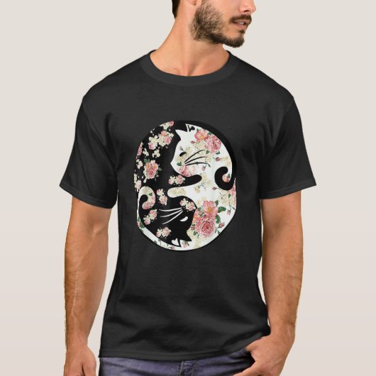 猫 花 フラワー レディース ネコ 母の日 Tシャツ (正面)