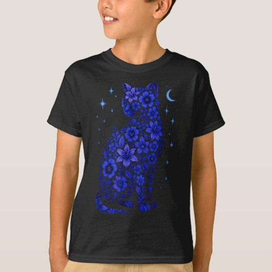 猫 花 月 星 Tシャツ (正面)