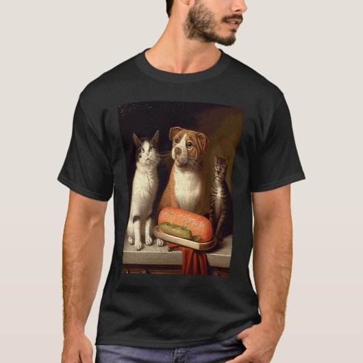 猫 豚 ホットドッグ Tシャツ (正面)