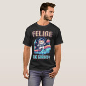 猫+重力+宇宙飛行士+猫+宇宙+冒険 Tシャツ (正面フル)