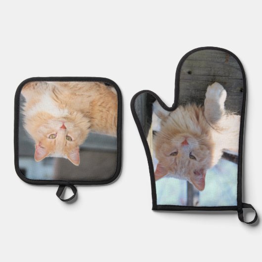 猫 鍋つかみ&鍋敷きセット (正面)
