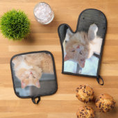 猫 鍋つかみ&鍋敷きセット (トップダウン)