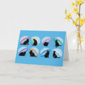 猫「雨が降りますn猫の挨拶状 カード (黄色い花)