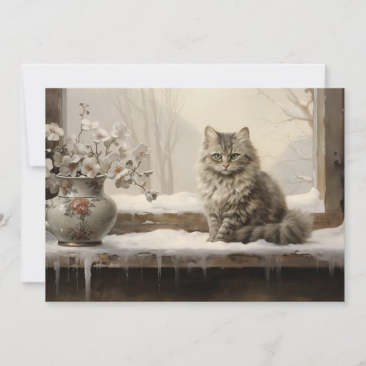 猫 雪 冬 メリークリスマス シーズンカード (正面)