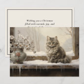猫 雪 冬 メリークリスマス シーズンカード (正面/裏面)