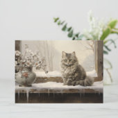 猫 雪 冬 メリークリスマス シーズンカード (スタンド正面)