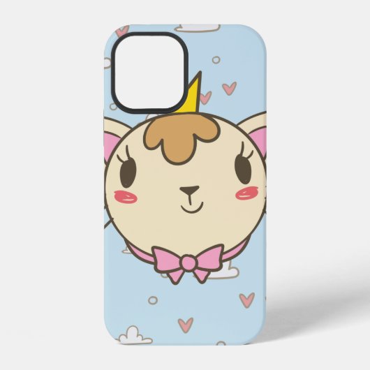 猫+雲+ハート+テクスチャ+子猫 iPhoneケース (裏面)
