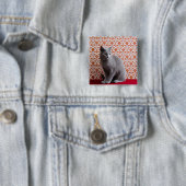 猫（青）ロシアのと壁紙の背景 缶バッジ (インサイチュ)