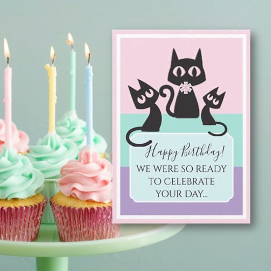 猫！面白い！かわいい誕生日カード カード