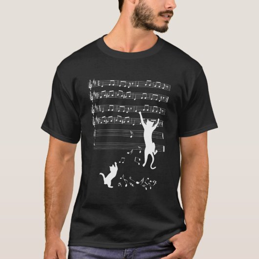 猫 音符 ト音記号 Tシャツ (正面)