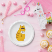 猫「餌をくれ」紙皿; 笑えるテーブルウェア ペーパープレート (パーティー)