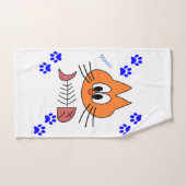 猫+魚+骨+青い+足のバスルームタオルセット バスタオルセット (ハンドタオル)