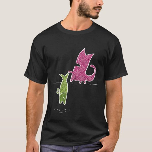 猫+魚 Tシャツ (正面)