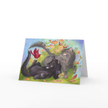 猫、（鳥）ショウジョウコウカンチョウおよびバラは/健康なカードを得ます